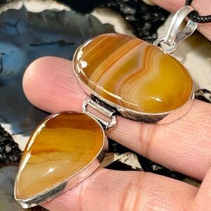 Rustic Color Sardonyx Agate Pendant 2 7/8”